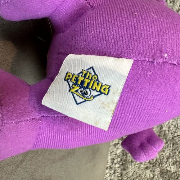 Vintage Petting Zoo Plush Duke Dinosaur Dragon Purple Yellow Standing 1994 - Picture 9 of 11